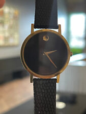 Movado Women's Watch, Black and Gold Leather Band Museum, Great Condition, used for sale  Shipping to South Africa
