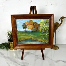 Mini pintura de paisagem emoldurada arte original vintage com suporte, usado comprar usado  Enviando para Brazil
