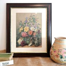 Used, Vintage Albert Williams Floral Still Life Dark Wood 16 X 20 Inch Framed Print  for sale  Shipping to South Africa