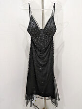 Used, NWOT SCALA Black Beads Sequins Fitted Deep V Padded Bodice Side Slits Dress S for sale  Shipping to South Africa