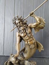 Usado, Estátua de bronze vintage de Netuno Poseidon escultura decoração do mar placa arte rara antiga 20c comprar usado  Enviando para Brazil