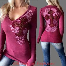 Used, **VOCAL Women's Embellished Cross Waffle Knit Long Sleeve Thermal Biker Top for sale  Shipping to South Africa