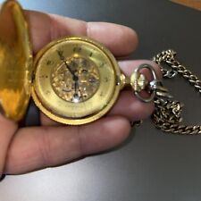 Vintage Caravelle Men's Swiss Skeleton Gold Automatic Pocket Watch So Nice, used for sale  Saint Johnsbury