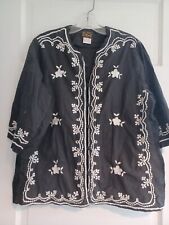 Blusa mexicana feminina vintage bordada botões preto/branco falha feita sob medida comprar usado  Enviando para Brazil