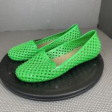 Skidders Studded Jelly Flats Womens 6 Bright Green Breathable Slip On Shoe for sale  Shipping to South Africa