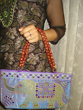 Linda bolsa de ombro bordada roxa elefante indiano, bolsa B22 comprar usado  Enviando para Brazil