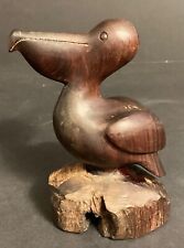Used, Small Hand Carved Ironwood Pelican Figurine 4" x 3 1/2" Rustic Base for sale  Shipping to South Africa