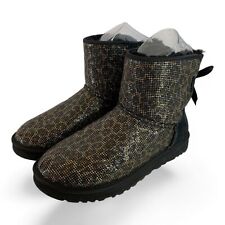Usado, Botas de tornozelo femininas UGG Mini Bailey Bow preto leopardo brilho glitter tamanho 7 novas sem etiquetas comprar usado  Enviando para Brazil
