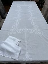 Large Vintage Embroidered Tablecloth And 12 Napkins Approx 5ft X 8ft6 for sale  Shipping to South Africa