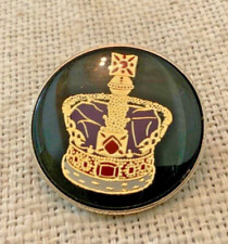 Broche de esmalte vintage coroa de joias Inglaterra britânica preto roxo botão de regência real comprar usado  Enviando para Brazil