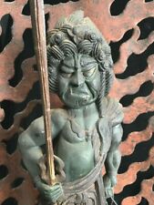 Hand carved Japan folk art statue of fierce Buddhist deity Fudo Myoo 19-20th c for sale  Shipping to Canada