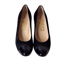 Vintage Salvatore Ferragamo High Heel Black Suede Patent Cap Toe 7 1/2 AAAA for sale  Shipping to South Africa
