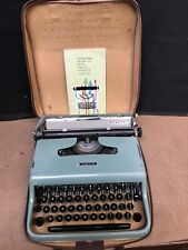 VINTAGE OLIVETTI TYPEWRITER LETTERA 22 EGG BLUE w/CARRY CASE & INSTRUCTIONS FWO for sale  Shipping to South Africa
