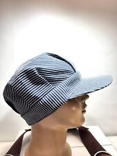 Vintage Broner Train Conductor Striped Hat. Medium. Made In USA. Denim for sale  Shipping to South Africa