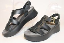 Munro Womens 7 M Black Leather Platform Gladiator Sandals USA Made Shoes W57778, used for sale  Shipping to South Africa