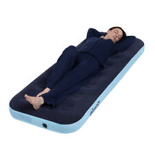 INFLATABLE SINGLE FLOCKED AIR BED AIRBED BLOW UP MATTRESS CAMPING INDOOR OUTDOOR for sale  Shipping to South Africa