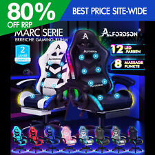 ALFORDSON Gaming Chair with 8-Point Massage 12 Colors RGB LED Light Leather/Fabric for sale  Shipping to South Africa