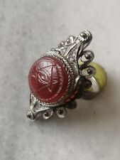 Antique Silver Occult  Ouroboros  Ring With Intaglio Red Carnelian Stone US-8,00 for sale  Shipping to South Africa