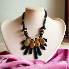 Chico's Necklace Earth Tone Stones Beads Tribal 24" Long Adjustable Vintage for sale  Shipping to South Africa