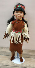 Native American Girl Porcelain Doll with Stand 17" Tall Collectible VG Condition for sale  Shipping to South Africa