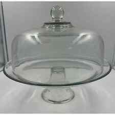 Vintage Glass 12” Pedestal Cake Dessert Stand with Heavy Dome Cover for sale  Shipping to South Africa