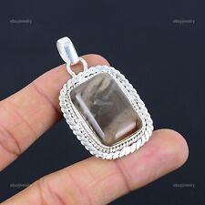 Natural Wood Jasper Gemstone Pendant 925 Sterling Silver Jewelry For Girls for sale  Shipping to South Africa