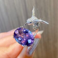 Used, New Hummingbird Design Charm Purple Amethyst Gemstone Ins Women Girl Silver Ring for sale  Shipping to South Africa