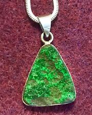 UVAROVITE GARNET STIRLING SILVER PENDANT Crystal Cluster Necklace Druzy Green for sale  Shipping to South Africa