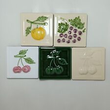 Lot Of 5 Vintage Ceramic Tile "FRUITS" (4x4inch - 10x10cm) Home Decor Art MULTI for sale  Shipping to South Africa