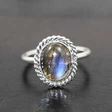 Used, Natural Fire Blue Spectrolite Labradorite Vintage Style Silver Plated Rings Her for sale  Shipping to South Africa