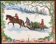 Tarjeta de Navidad Tasha Tudor de colección Irene tablero #BD57 18J niños trayendo árbol segunda mano  Embacar hacia Mexico