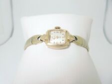 18K Gold Watch Bulova L6 Vintage 1st Ladies 23 Jewels 6.75" Safety Working W002, used for sale  Shipping to South Africa