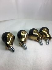 Brass Plated Steel Black Ball Swivel Furniture Cart Castors Wheels Lot 4 for sale  Shipping to South Africa