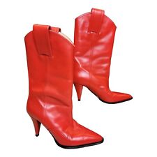 RE $,1200 NINA RICCI BOMBERO ROJO Cuero Talla 8 Tacón Botas de Vaquero Zapatos Talla 38, usado segunda mano  Embacar hacia Argentina