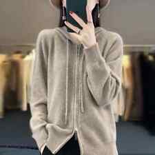 2023  100% Cashmere Sweater Women's Hooded Cardigan Casual Coat for sale  Shipping to South Africa
