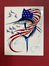 GUY HARVEY, "AMERICAN SWORD FISH" , SIGNED TILE ART for sale  Shipping to South Africa
