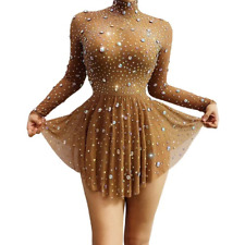 Fantasia de palco sexy malha cristal perspectiva Bodycon strass transparente vestido comprar usado  Enviando para Brazil