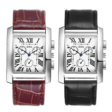 Relógio de pulso masculino retrô quadrado pulseira de couro decoração numerais romanos quartzo comprar usado  Enviando para Brazil