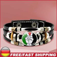 Palestine Flag Leather Bracelet Adjustable 3 Strand for Events Support (11) comprar usado  Enviando para Brazil