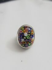 Anillo de vidrio vintage de plata esterlina Millefiori Murano talla 8 segunda mano  Embacar hacia Argentina