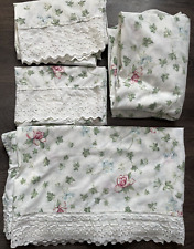 Conjunto de lençóis duplo TAMANHO COMPLETO VINTAGE Dan River IVY renda FITTED FLAT FRONHAS, usado comprar usado  Enviando para Brazil