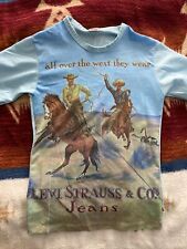 Camiseta jeans vintage anos 70 Levi's Cowboy azul todo o oeste aba branca faroeste comprar usado  Enviando para Brazil