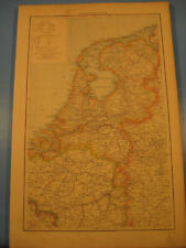 Antyczna mapa z 1886 roku.Holandia, Holandia z rozmiarami miast-Antyczna mapa na sprzedaż  Wysyłka do Poland