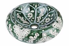 Okrągła umywalka nablatowa ceramiczna do łazienki w odcieniach zieleni - Baila na sprzedaż  PL