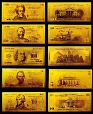 Lote de 5 billetes conmemorativos de lámina de oro real de 24 quilates $5 $10 $20 $50 $100, usado segunda mano  Embacar hacia Argentina