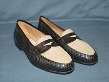 Sapatos masculinos Nordstrom Italian Premier couro preto e lona vintage 8 W 2 tons comprar usado  Enviando para Brazil