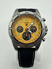 Reloj para hombre Fossil azul, naranja vidrio cronógrafo correa de cuero negro sin probar segunda mano  Embacar hacia Argentina