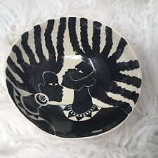 Tazón de cerámica de arte africano hombre africano mujer centro de artes curativas 1993 Joy AmenRaA segunda mano  Embacar hacia Argentina