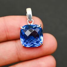 Solid 925 Sterling Silver Tanzanite Cushion Cut Statement Pendant For Her H1063 for sale  Shipping to South Africa