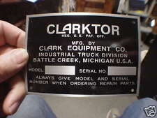 Clarktor data plate for sale  Veradale